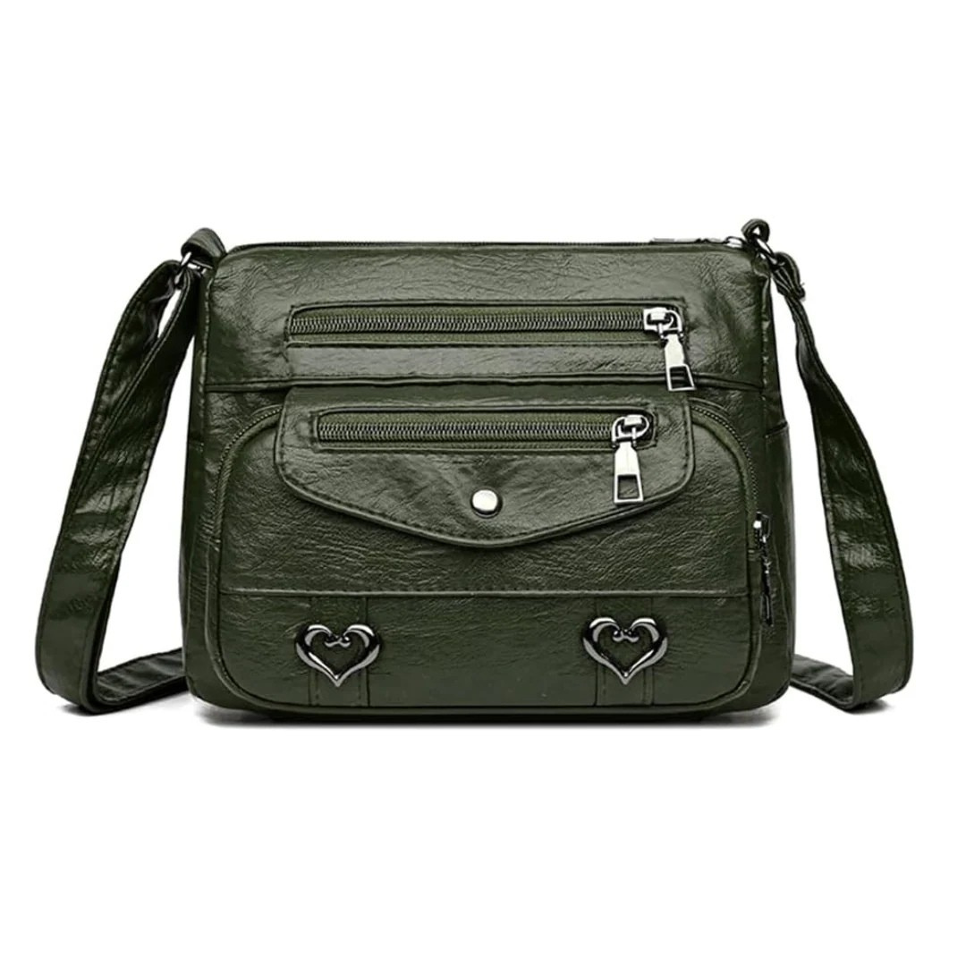 Rhea - Klasična Torba Preko Tela sa Više Džepova i Prednjim Rajsferšlusima