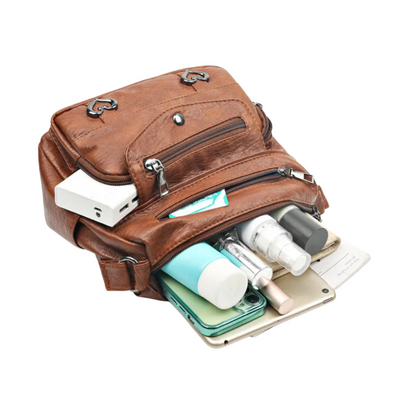 Rhea - Klasična Torba Preko Tela sa Više Džepova i Prednjim Rajsferšlusima