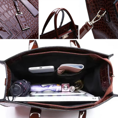 Elara - Luksuzna Torba sa Krokodilskim Uzorkom i Remenom za Rame