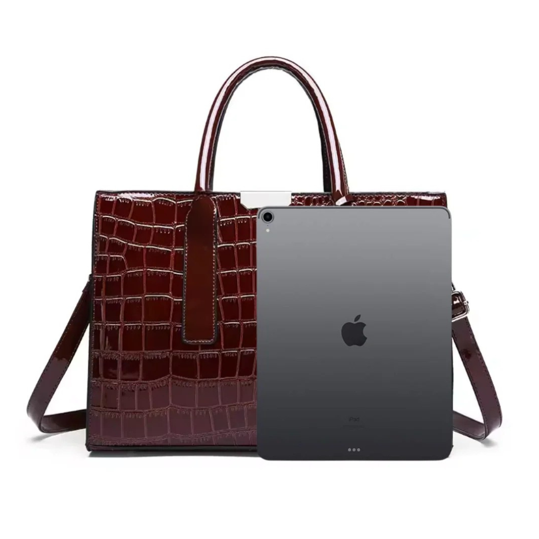 Elara - Luksuzna Torba sa Krokodilskim Uzorkom i Remenom za Rame