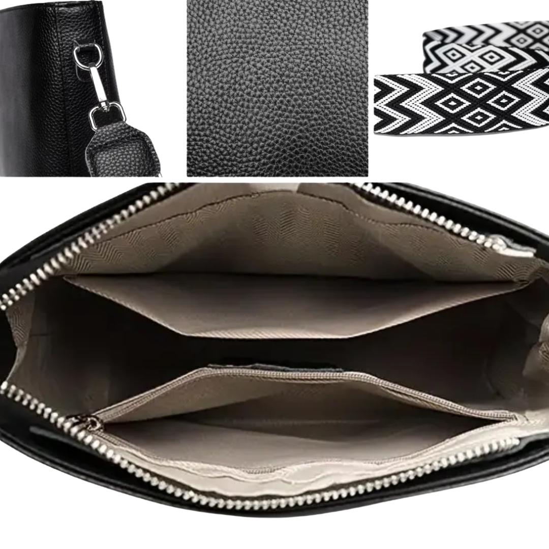 Ivy - Trendy Torba za Preko Ramena sa Geometrijskom Trakom