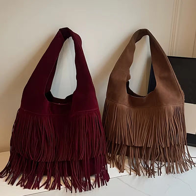 Kara’s Timeless Edge | Suede Fringe Shoulder Bag